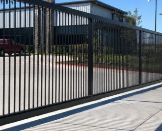 Commercial steel security gate installed at an Austin, TX business property