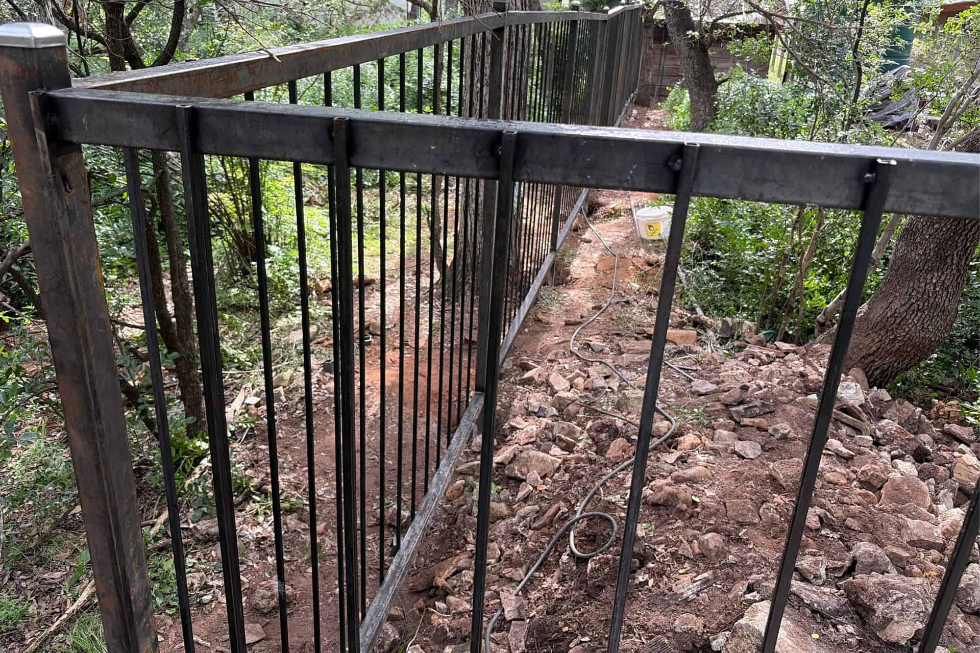 Modern steel fence for a home in Austin, Texas
